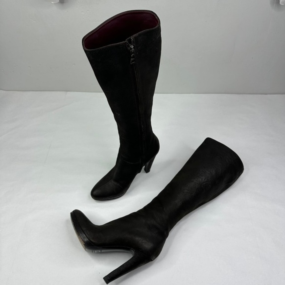 Prada Brown Leather Women Vintage Platform Stiletto Boot Made in Italy EU 37.5